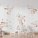 Wall murals Pattern of watercolor bunnies and butterflies