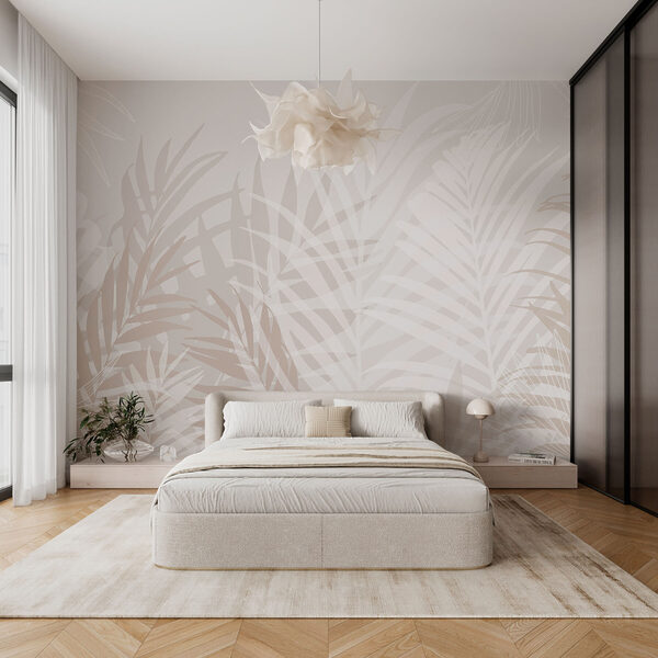 Wall murals White and brown leaves (SKU: w02026v2) Wall murals Wall murals White and brown leaves (SKU: w02026v2)