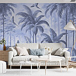 Wall murals Wallpaper with birds flying in the forest