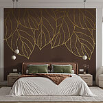 Wall murals Group of leaves on a brown background