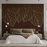 Wall murals Group of leaves on a brown background