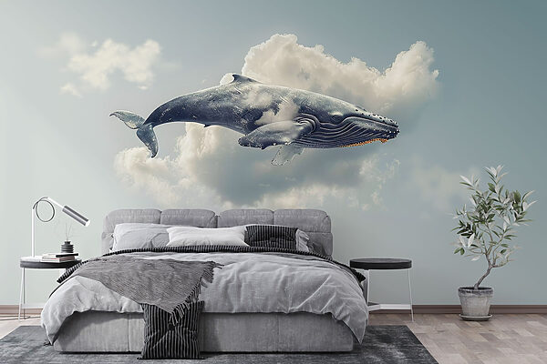 Whale flying in the sky Wall murals Whale flying in the sky