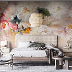 Wall murals Painting of flowers on a white background