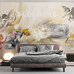Wall murals Painting of angels with a bow and arrow shooting flowers