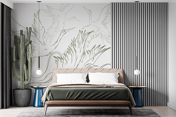 Wall murals Drawing of birds flying