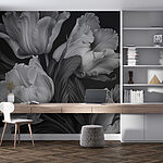 Wall murals Elegant tulips in monochrome tones.