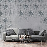 Wall murals Grey and white wallpaper with a pattern