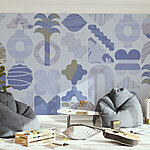 Wall murals Blue and white background with different shapes