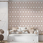Wall murals Pattern of hearts on a beige background