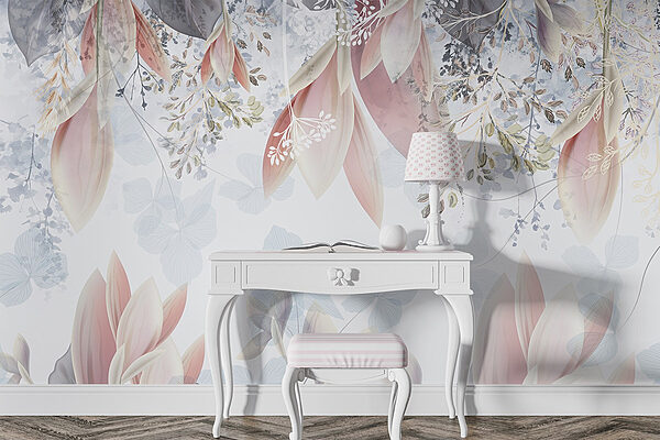 Delicate blooms dancing in soft hues Wall murals Delicate blooms dancing in soft hues