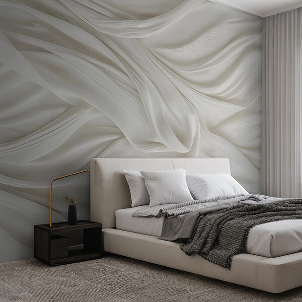 Wall mural White fabric with folds