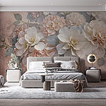Wall murals Group of white and pink flowers