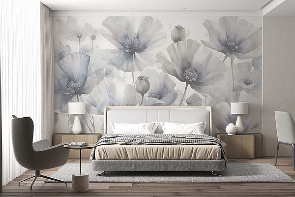 Group of flowers on a white background Wall murals Group of flowers on a white background