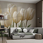 Wall murals Group of white tulips