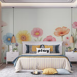 Wall murals Row of colorful flowers