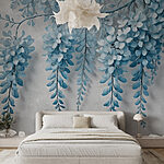 Wall murals Branch with blue flowers