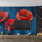 Wall murals Painting of red flowers