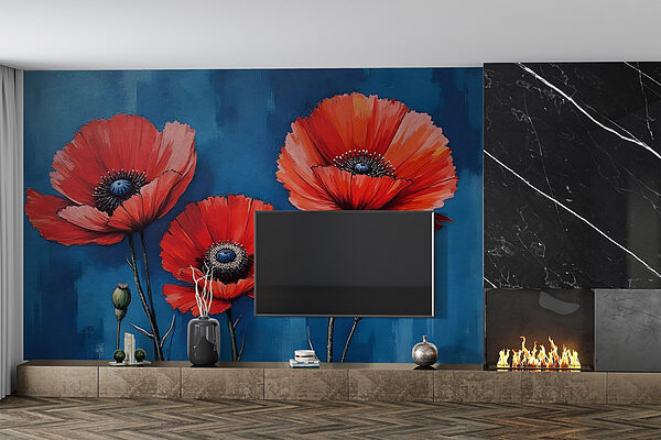 Painting of red flowers Wall murals Painting of red flowers