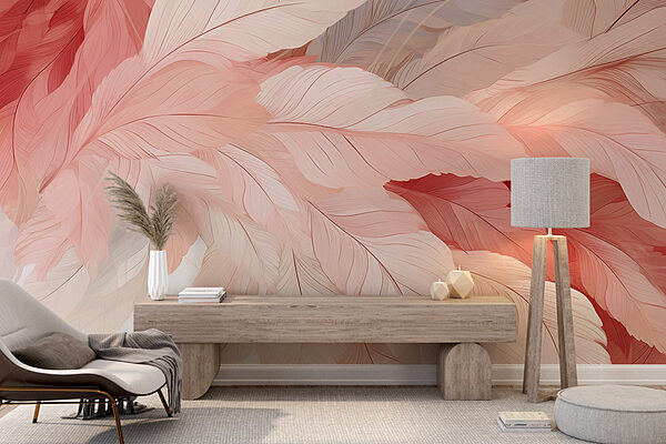 Group of pink and white feathers Wall murals Group of pink and white feathers