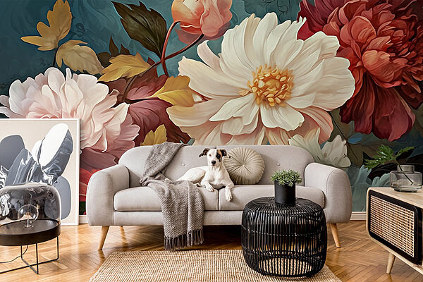 Vibrant blooms in soft colors Wall murals Vibrant blooms in soft colors