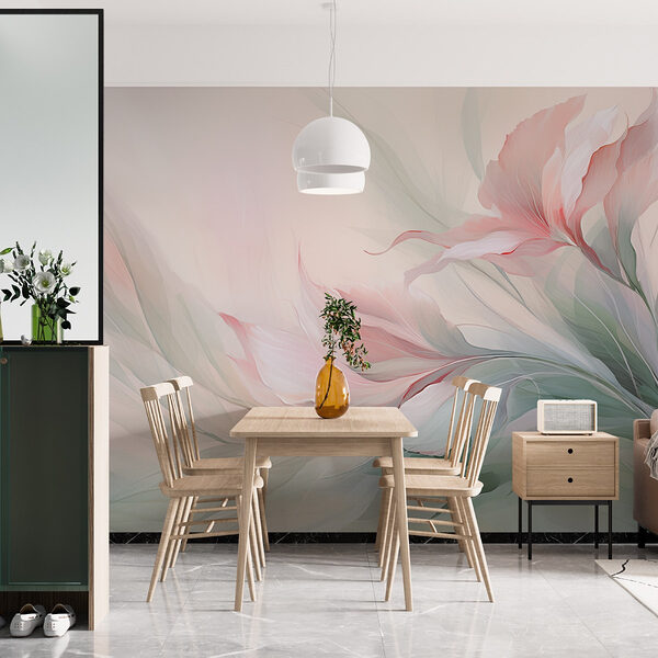 Wall mural Wall mural Painting of flowers and leaves (SKU: w02596)