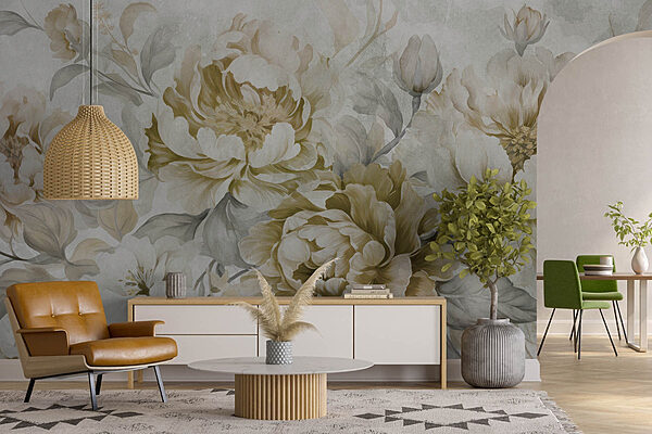Delicate blooms in soft hues Wall murals Delicate blooms in soft hues