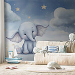 Wall murals Cartoon of an elephant sitting on a platform