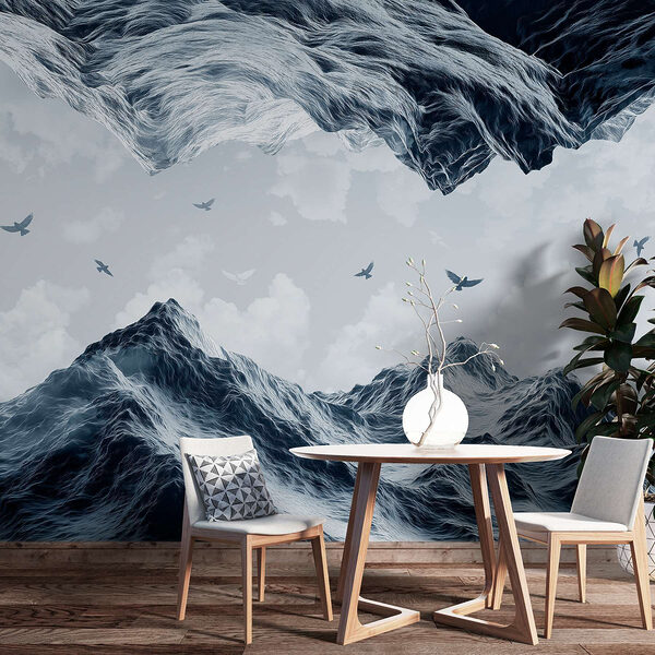 Wall mural Wall mural Birds flying over a snowy mountain (SKU: w02514v1)