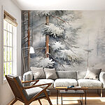 Wall murals Snow covered trees in a forest