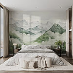 Wall murals Painting of mountains and trees