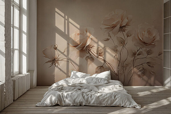 Wall murals Wall murals Group of roses with leaves (SKU: w02584)