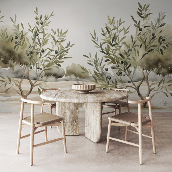 Wall mural Painting of trees with black berries