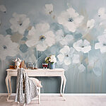 Wall murals Painting of white flowers