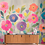 Wall murals Painting of flowers and leaves