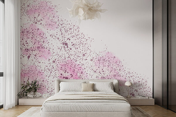 Pink flowers with purple spots Wall murals Pink flowers with purple spots
