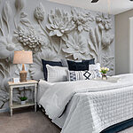 Wall murals White flower sculpture on a white surface