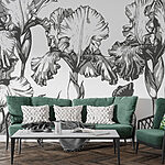 Wall murals Group of flowers with leaves