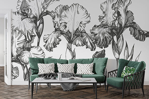 Group of flowers with leaves Wall murals Group of flowers with leaves