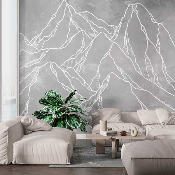 Drawing of a mountain range Wall murals Drawing of a mountain range