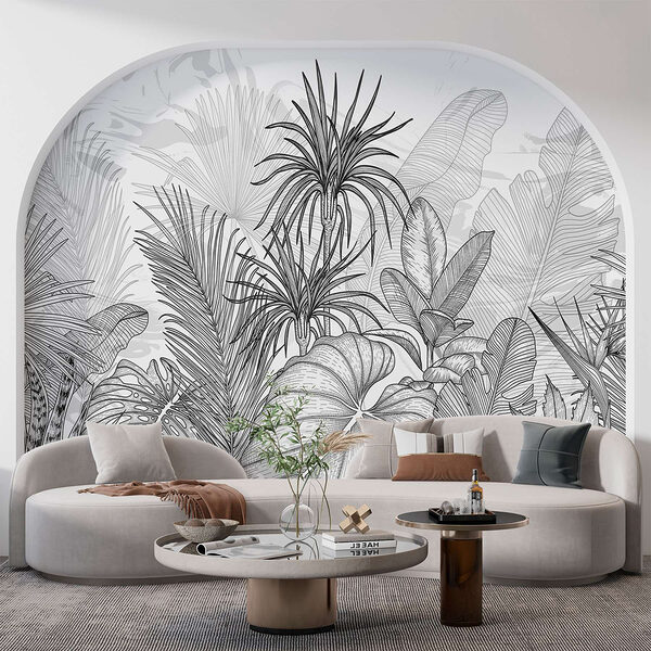 Black and white drawing of plants Wall murals Black and white drawing of plants