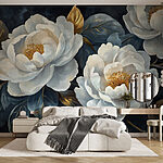 Wall murals Delicate blooms on a dark backdrop