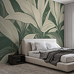 Wall murals Lush green leaves in soft hues