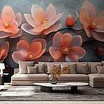 Wall murals Group of pink flowers on a branch