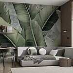 Wall murals Lush green leaf patterns create calm.