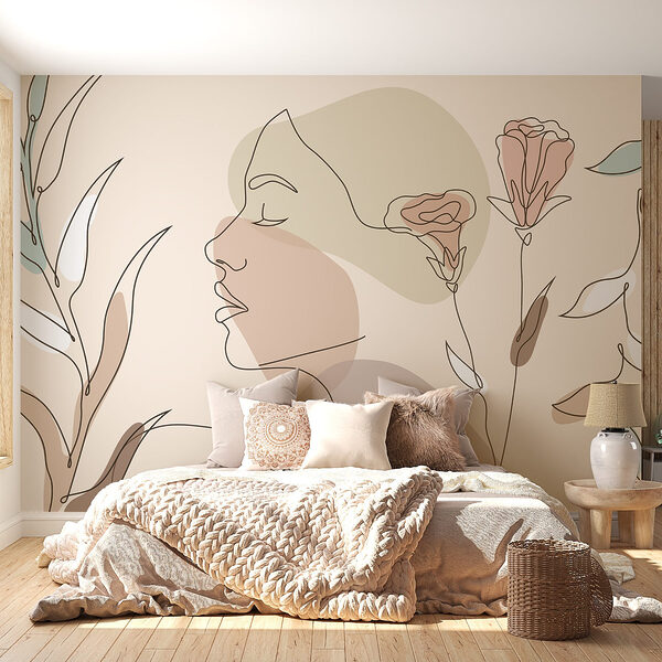 Woman's face with flowers Wall murals Woman's face with flowers