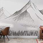 Wall murals Mountain range with trees