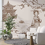 Wall murals Drawing of a woman in a kimono