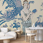 Wall murals Woman holding a round blue object