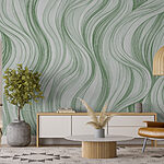 Wall murals Green and white wavy pattern