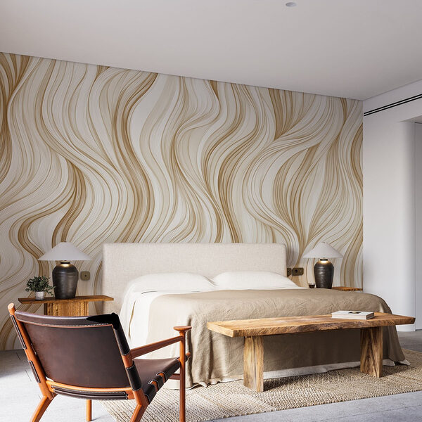 White and brown wavy pattern Wall murals White and brown wavy pattern